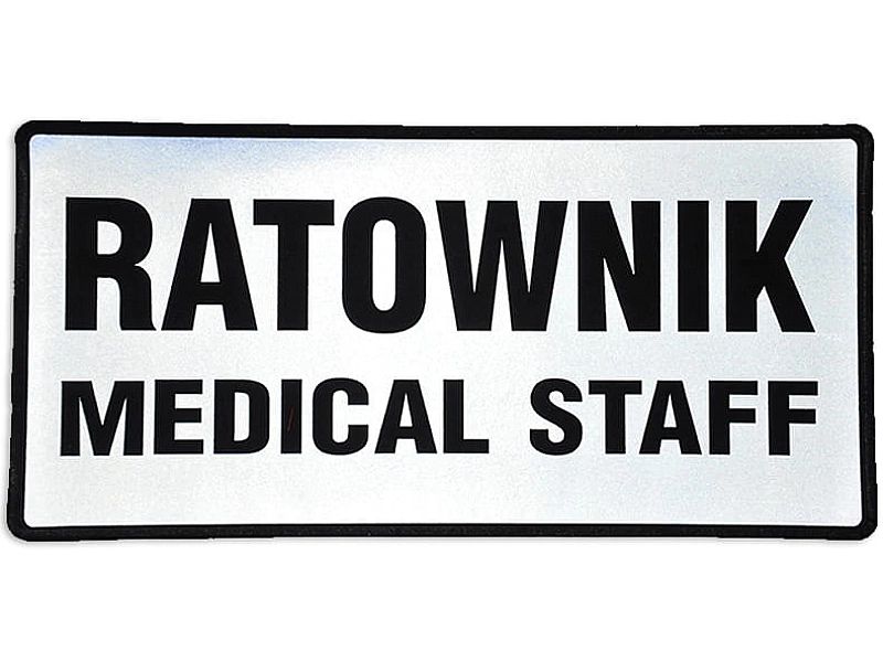 Emblemat RATOWNIK MEDICAL STAFF odblaskowy na rzepie 31 x 15 cm NOWY