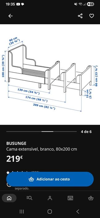 Cama extensível ikea nova. Colchão ainda ensacado
