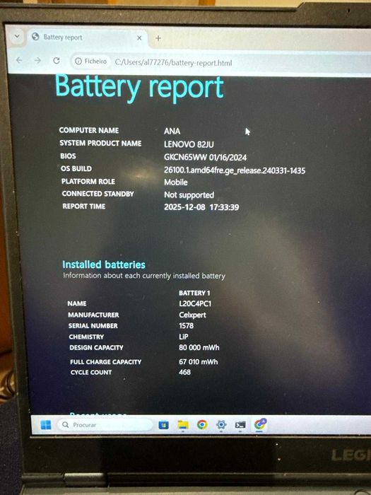 Lenovo Legion 5 Gaming RTX 3060 Ryzen 5 SSD 512GB