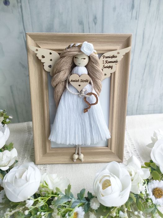 Pamiątka Pierwszej Komunii Świętej Anioł Stróż rękodzieło