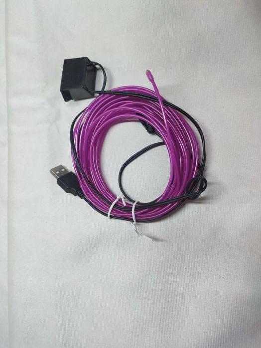 5 metros fibra óptica ROSA USB nova para Carro ou TV PC etc