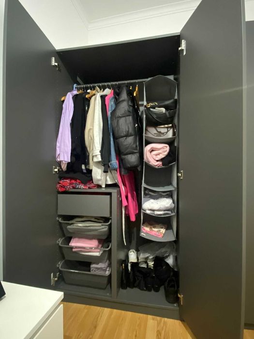 Conjunto de roupeiro (3 peças) PAX/FORSAND CINZENTO ESCURO