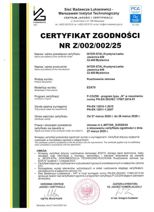 Rusztowanie 1000m2 typ Plettac P70 nowe 10m x 96m producent