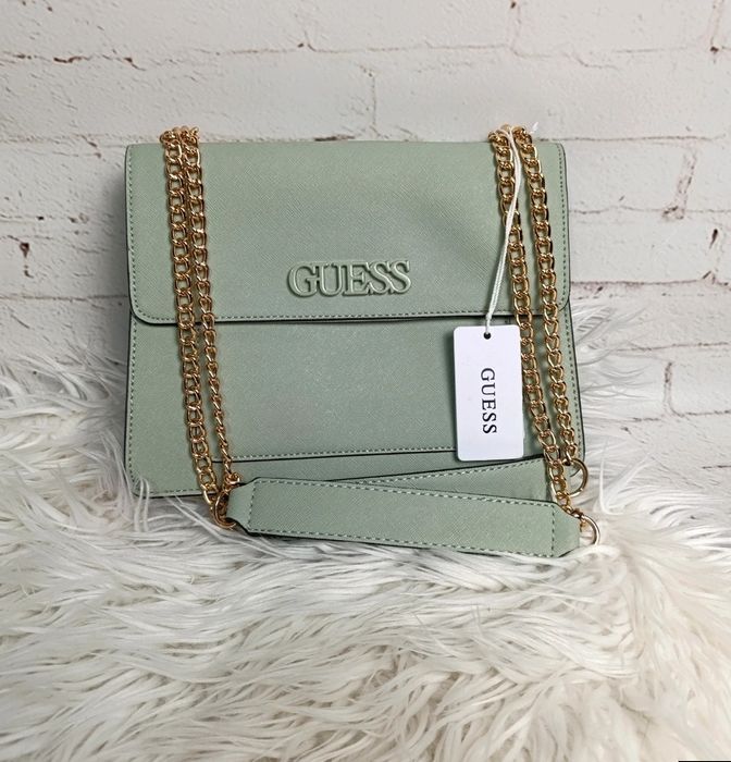 Guess Torebka Damska Marino Crossbody Flap Mintowa Nowa 20x26 cm HFSG8