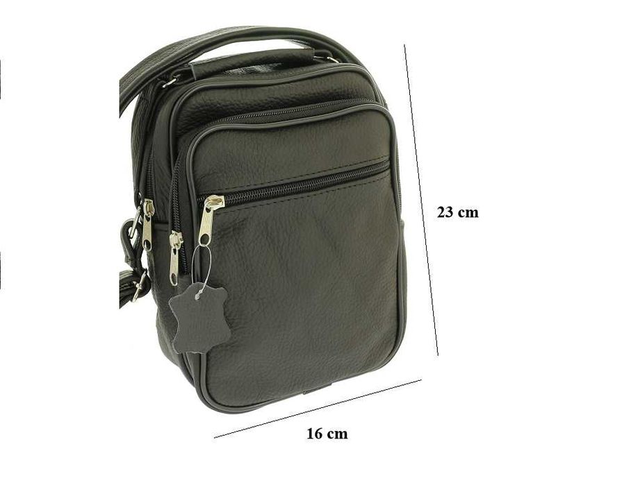 Torba listonoszka męska na ramię skórzana czarna skóra 100% pojemna PL