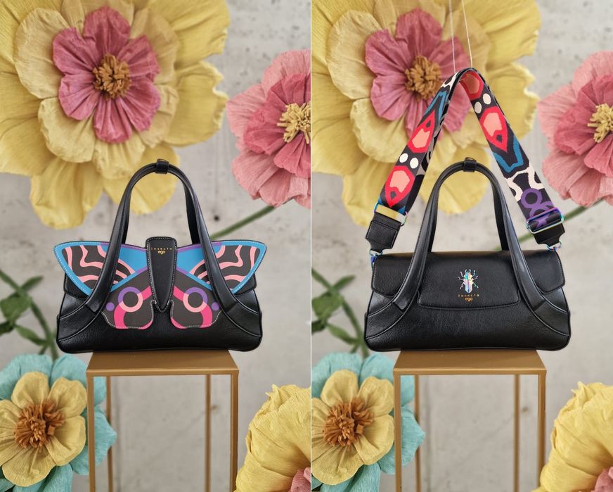 Torebka damska kuferek EGO czarna motyl