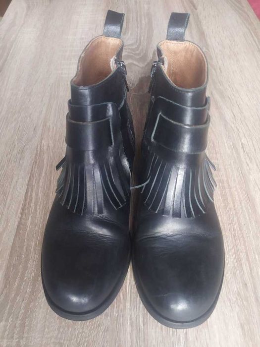 Демисезонные кожаные сапоги, ботинки  шкіряні чоботи Zara 21.5см