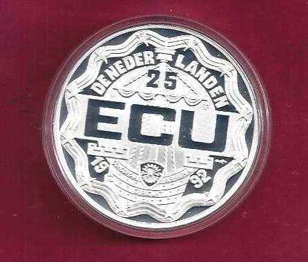 Moeda de prata 925/1000 PROOF  HOLANDA 25 ECU