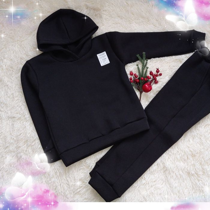 Чорний костюм з флісовим начосом 98/104