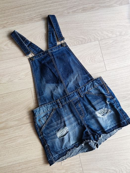 Śliczne damskie krótkie jeansowe ogrodniczki rozmiar M 38