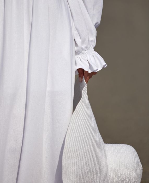 Лляна біла сукня для вагітних на фотосесію або повсякдень