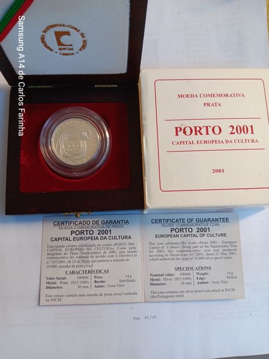 Moeda prata prof de 500 escudos de 2001