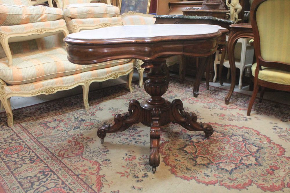 Stół eklektyczny 2 szufladki - blat marmur - Gryfino