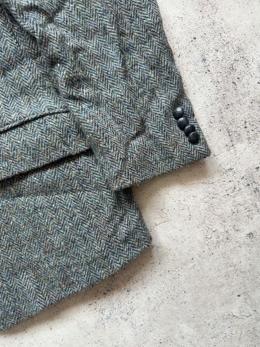 Винтажный серый шерстяной пиджак Harris Tweed оригинал Размер М