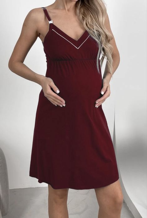 Бавовняний комплект для вагітних та годуючих бордовий L/XL