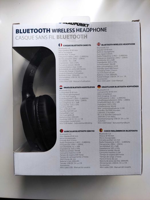 Auscultadores Blaupunkt Bluetooth dobráveis sem fio Comfort Fit