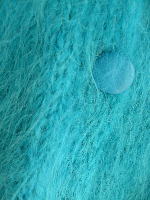 Szmaragdowy morski sweter rozpinany kardigan prawdziwy moher handmade