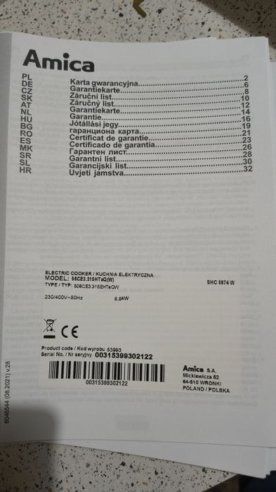 Kuchenka elektryczna Amica