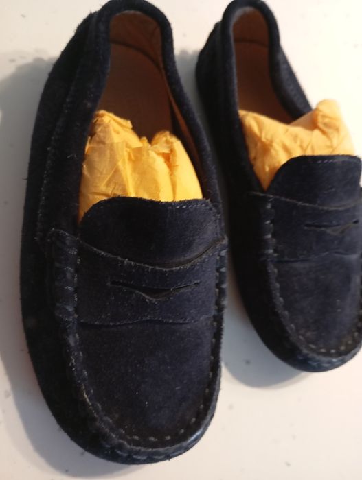 Замшеві мокасини темно сині