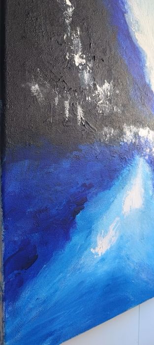 Błękitna Cisza –  ręcznie malowany obraz akrylowy 40 × 50 cm