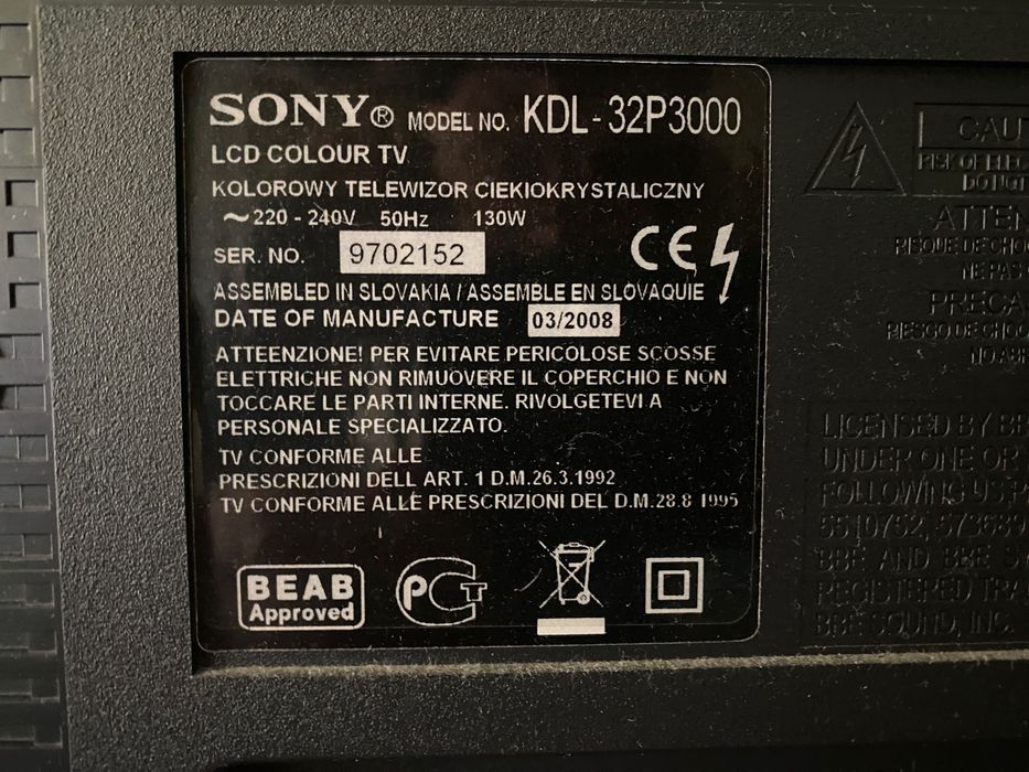 Sony Bravia KDL 32P3000