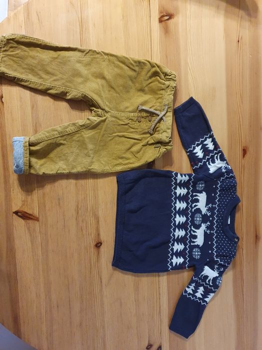 Elegancki komplet dla chłopca: sweterki h&m i spodnie 80-86