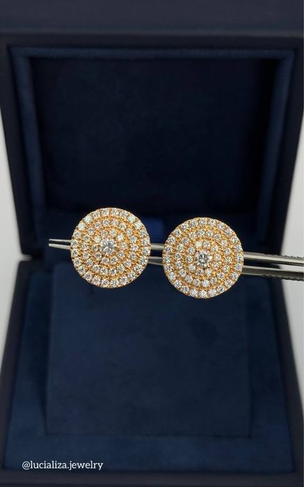 Золоті Сережки пусети з діамантами 2.22ct