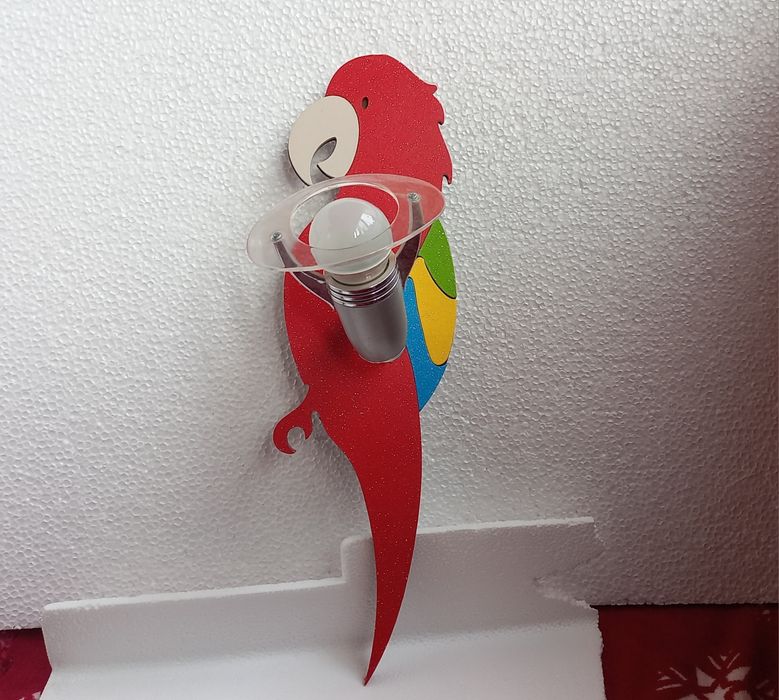 Бра, настінний світильник,  в дитячу, червоний, папуга, птах