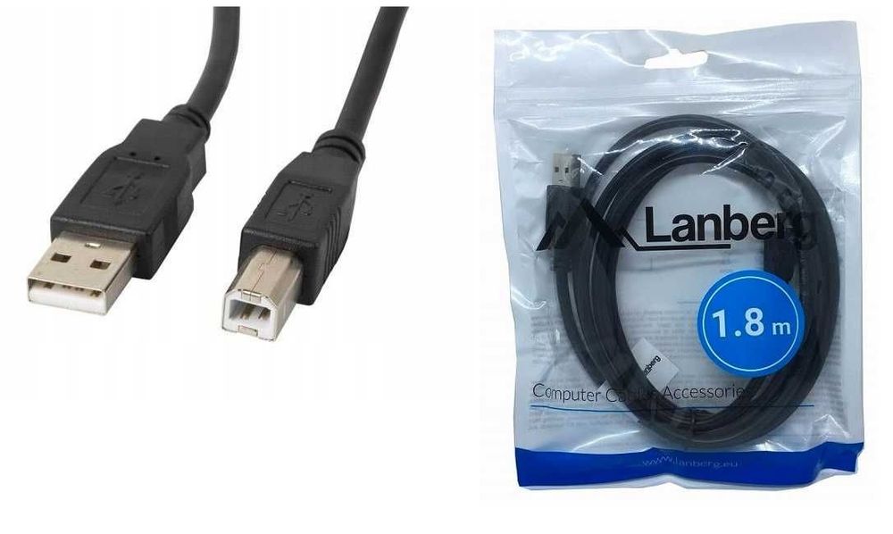 Kabel do drukarki skanera USB 2.0 1,8m Lanberg