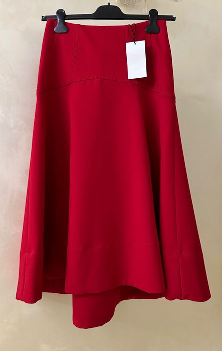 Міді спідниця годе ZARA червона красная юбка миди плотная яркая весна