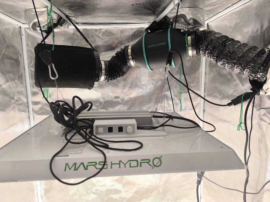 Kit Completo Mars Hydro - Tenda de Cultivo 1mx1mx1.8m + Led 300W + Extrator de ar c/ Filtro de Carbono e Termostato e muito mais