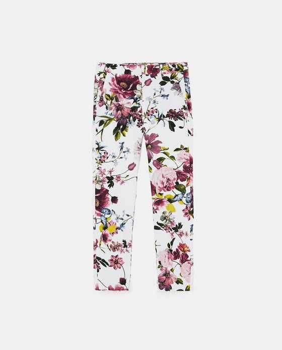 Calças chino padrão floral Zara Tam 36 Novas c/ etiqueta