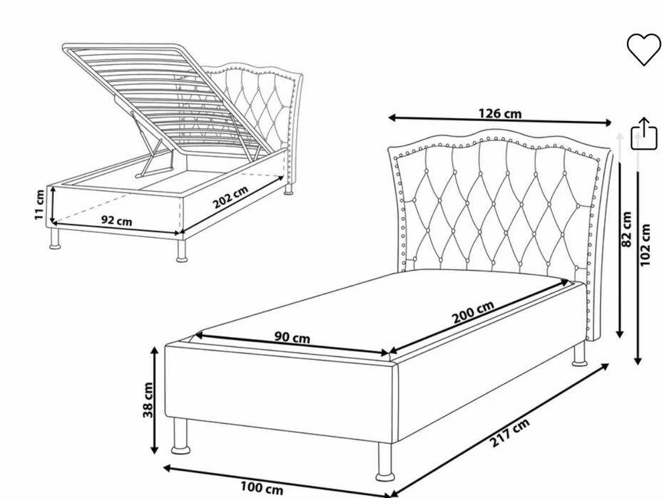 Cama solteiro 90x200 + Colchão EMA