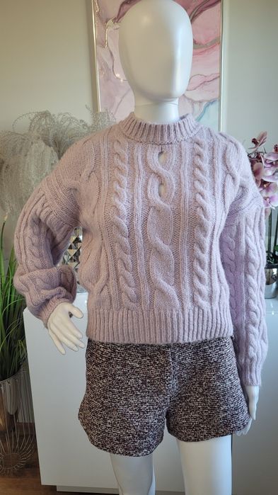 Sweter damski warkocz liliowy Reserved S