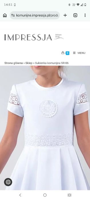Sukienka komunijna impressja SR-06 rozmiar 146