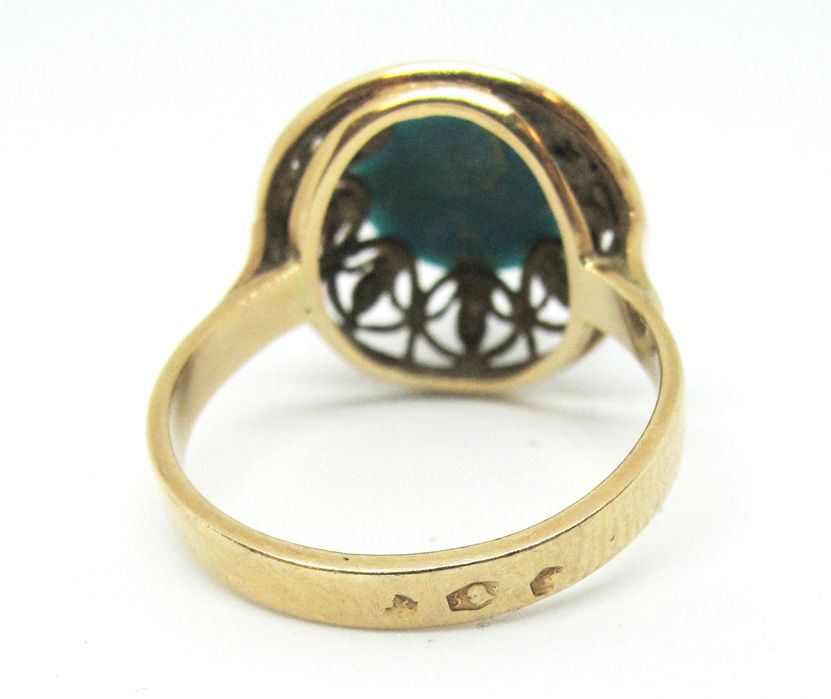 Złoty (próba 583 - 14k) pierścionek z turkusem Warmet