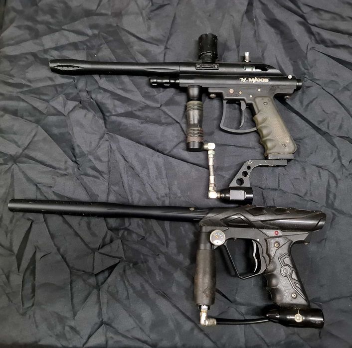 Dois marcadores Paintball + botija + material