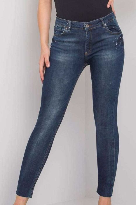 Granatowe spodnie dżinsowe skinny, 34, 36, 38, nowe