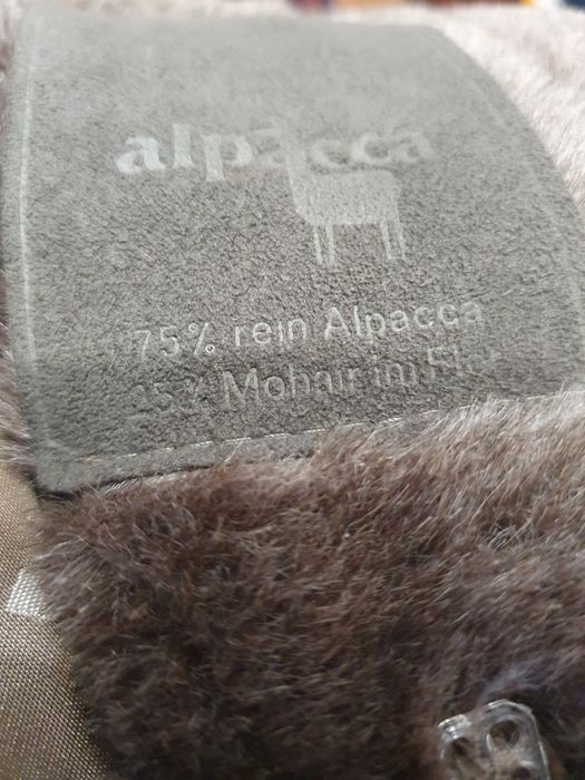 Plaszcz brązowy, wełna z alpaki, moher wełna r.22 ( 46) brązowe