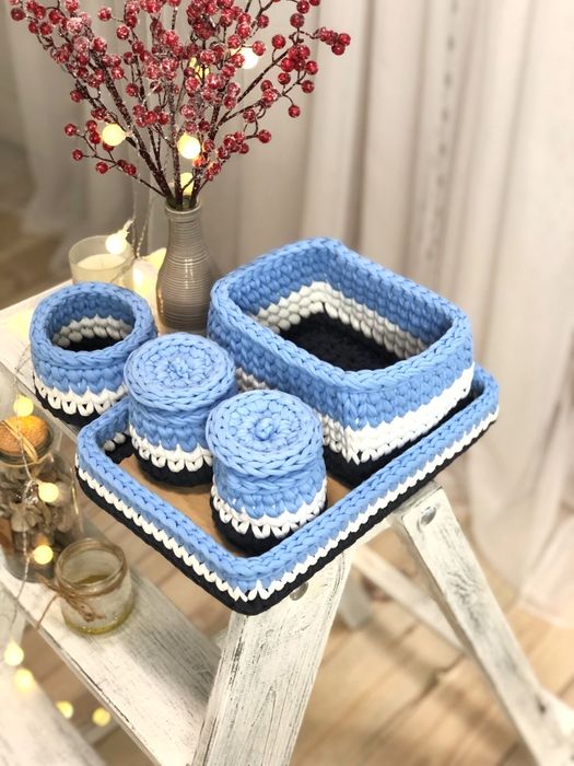 Корзинки из трикотажной пряжи