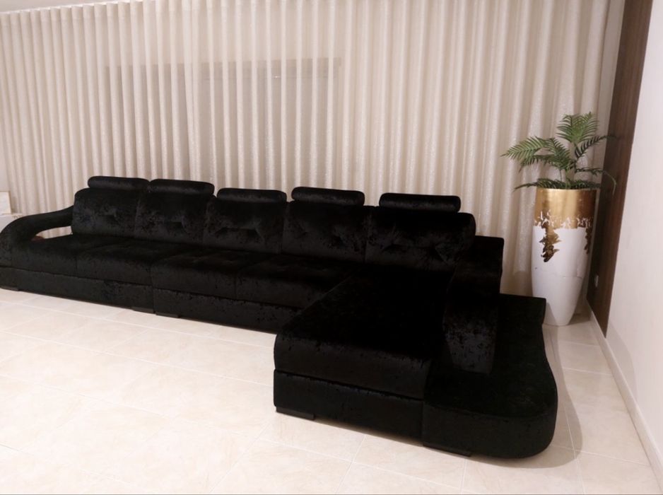 Sofa veludo martelado preto