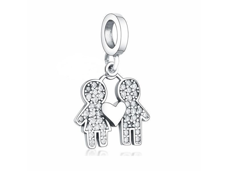 Srebrny Koralik Charms Beads Prawdziwa Miłość Para New210