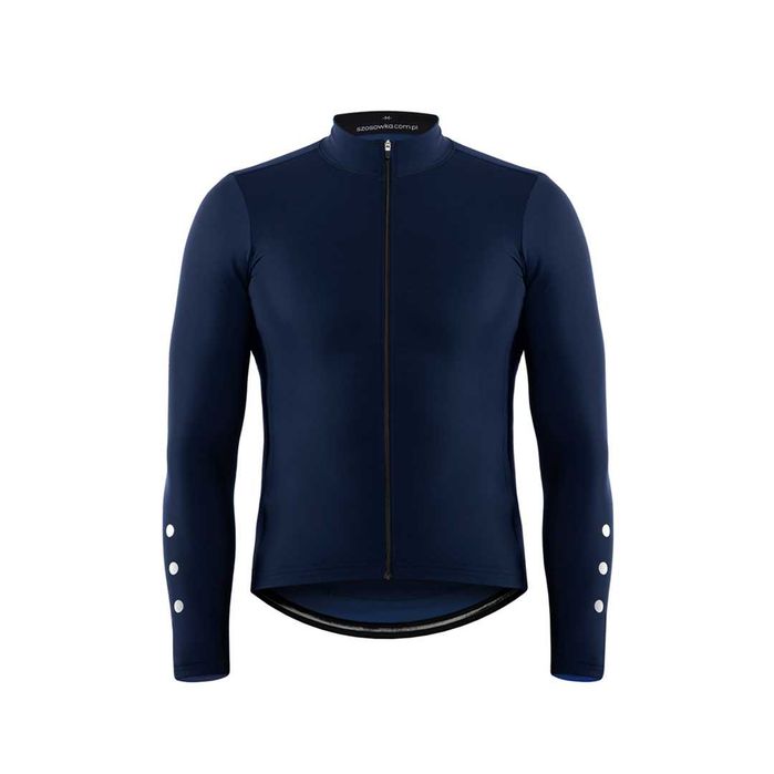 Ocieplana bluza kolarska gładka, granatowa, szosowka.com.pl