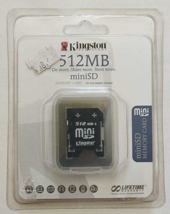 Karta pamięci Kingston miniSD o pojemności 512 MB Adapter SD