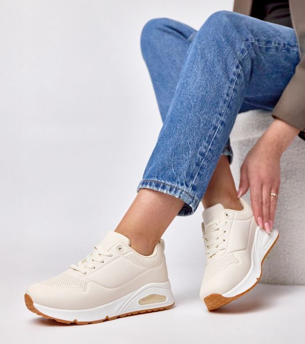 Beżowe sneakersy na grubej podeszwie Sylvie