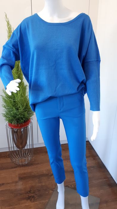 Sweter damski z wiskozą niebieski XXL