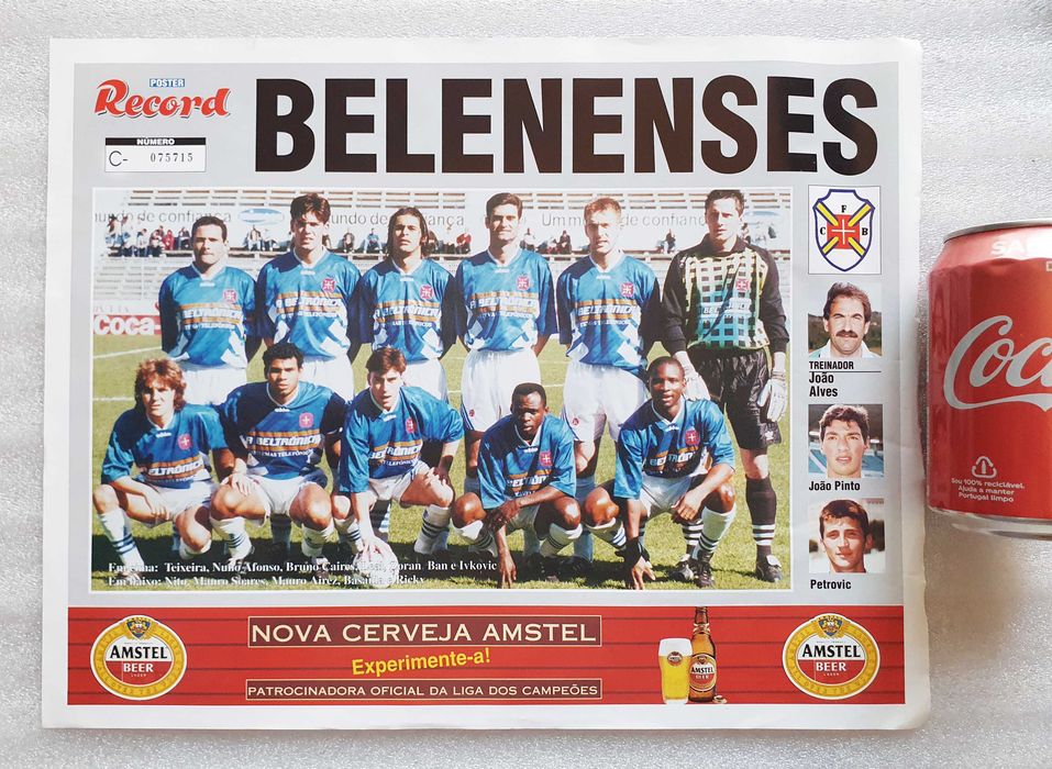Antigo Poster Record Futebol ~ " BELENENSES " ~ 1994/95 ~ Edição numerada