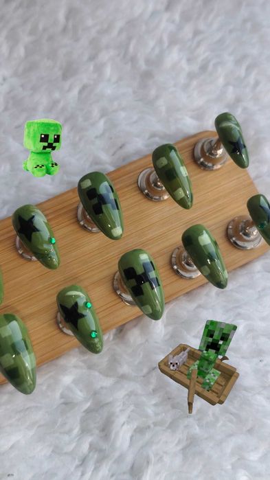 Paznokcie press on Minecraft creeper rozmiar S