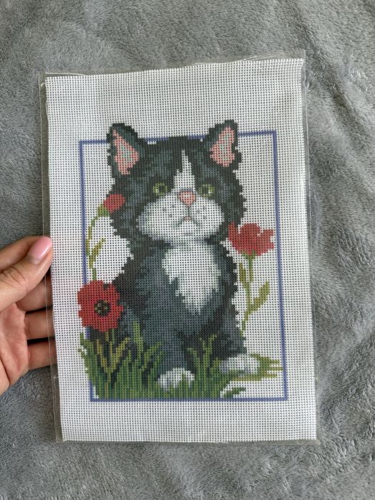Схема вишивки хрестиком канва для дітей котик
