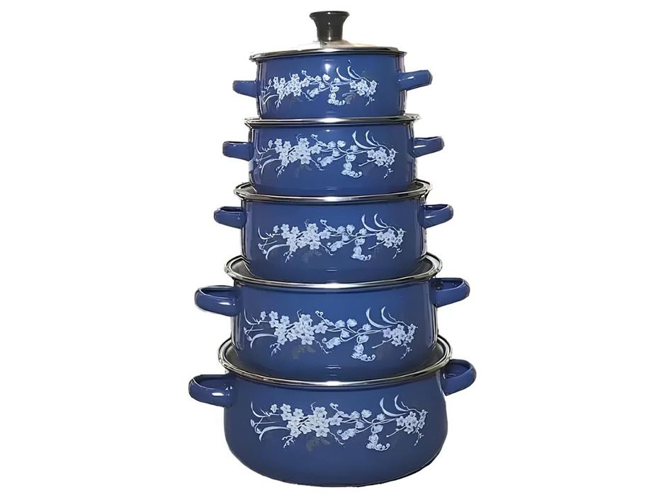 Набор эмалированных кастрюль, 10 предметов